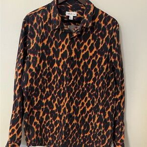 The Rail Leopard Print Button Up Shirt XL Abstract Orange Black Indie Y2K